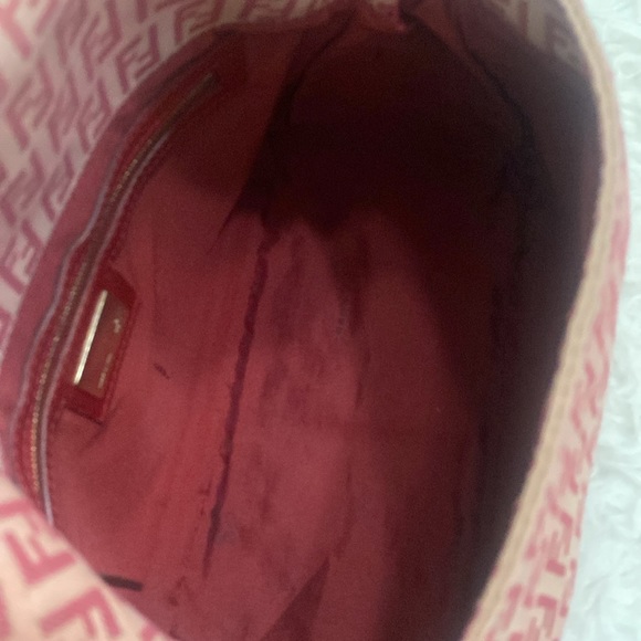 Fendi Vintage Mama Baguette Zuchino Beige Red Shoulder Bag - Picture 7 of 12